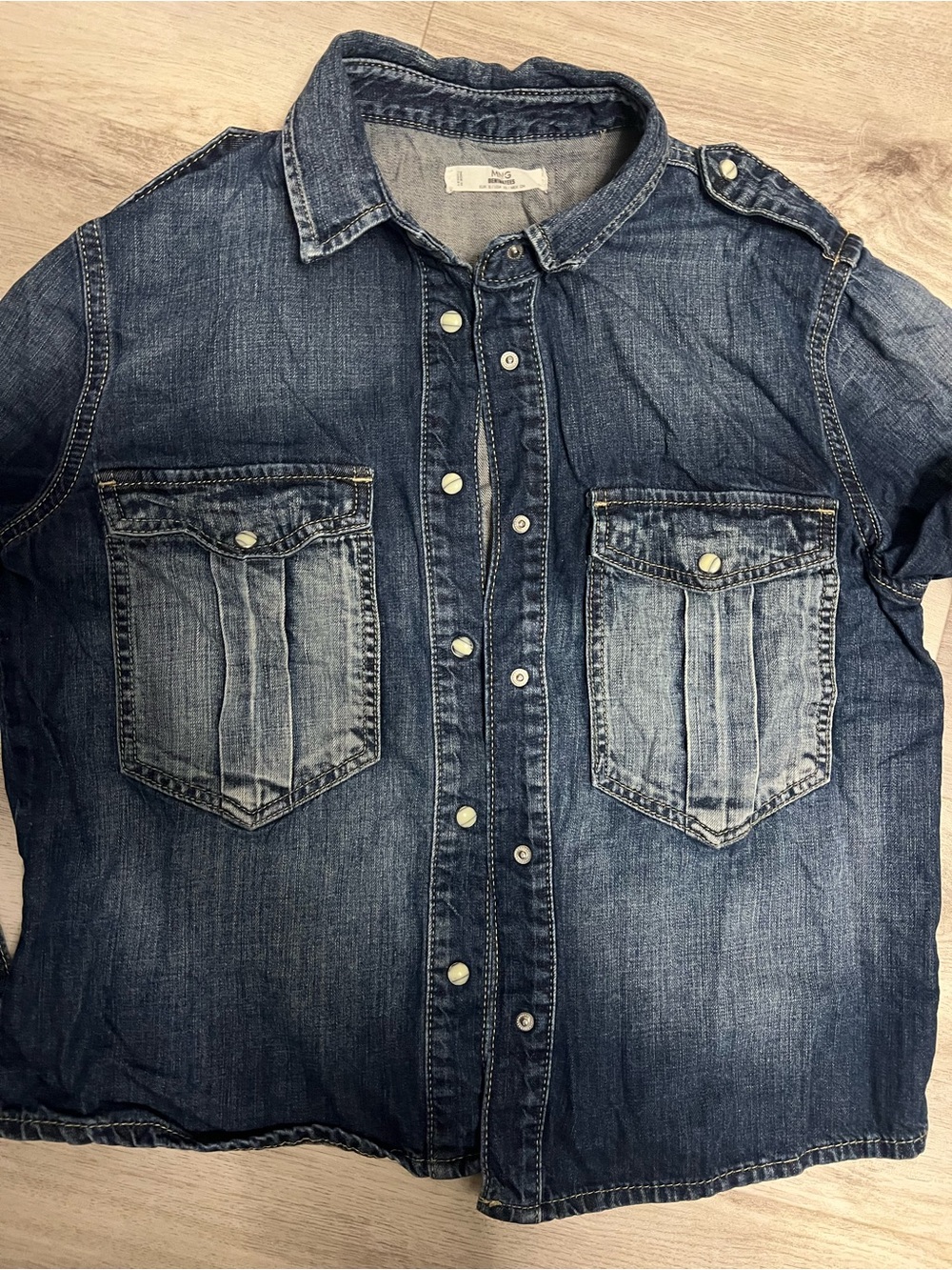 Mango Denim Tee Jacket in Light Blue with Dark Trim